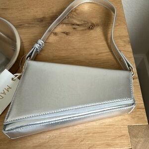 Madison West silver evening bag